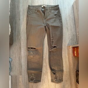 Distressed Olive Women's Jeans